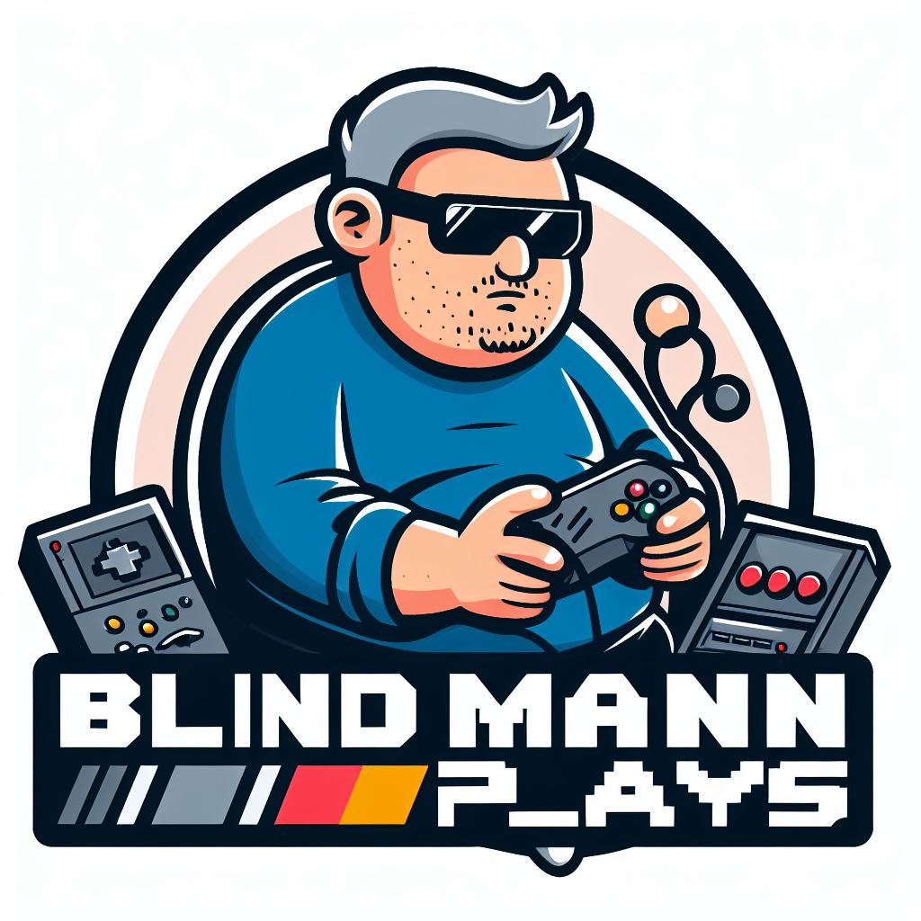 Blind man plays logo