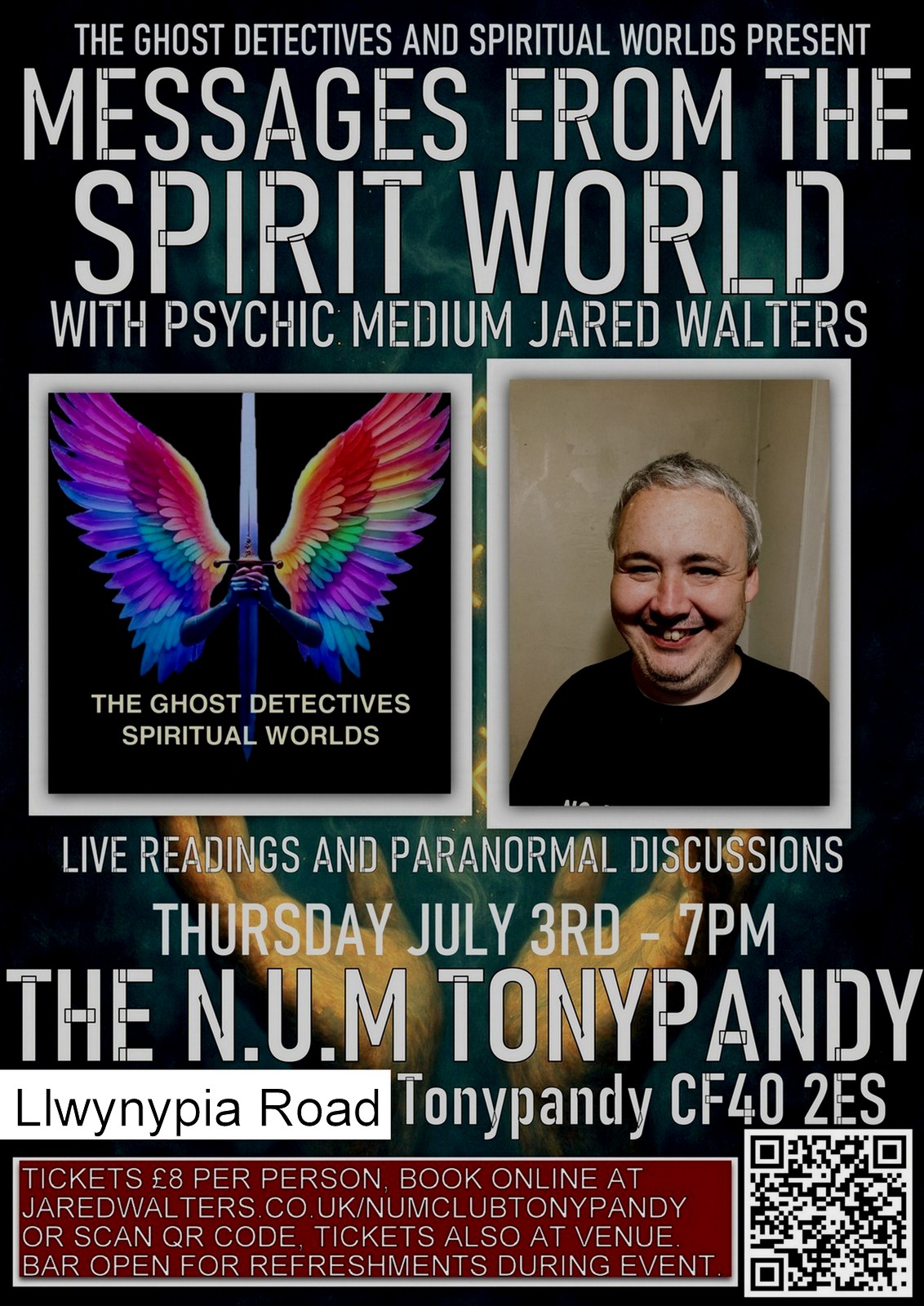 Messages from the spirit world at the N.U.M Club tonypandy. 3rd July 2025 £8 per person.
